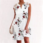 Women Ladiescasual Soft Lace Printed Mididress Sleeveless Summer Partydress.???