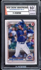 Bowman Draft 2020 Pete Crow-Armstrong #BD-72 MGS Classificato 10 MGS Gemma MINT Rookie - Foto 1 di 2