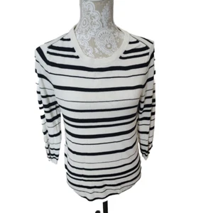Jules & Leopold Sweater Black & White Striped 3/4 Sleeve Women's Small - Picture 1 of 7