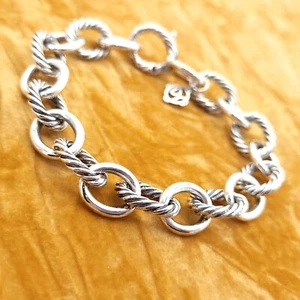 David Yurman Sterling Silver 12mm Oval Link Cable Chain Bracelet 7 Inch - Picture 1 of 8
