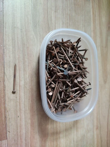 2 Pounds Vtg. Brass NAILS Escutcheon Tarnish Patina small flat head BRAD 1" 2" Cover