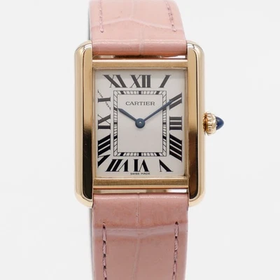 Cartier Tank Solo Small 30mm 18k Yellow Gold Steel W1018755 2743 Leather Quartz - Image 1 of 4