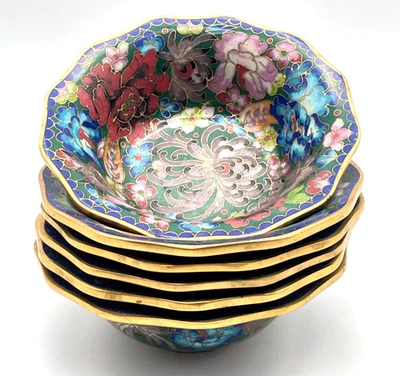 6x wunderschöne Cloisonne Schüssel Schale Emaille-Schalen Emaille Asia - 13cm - Bild 1 von 4