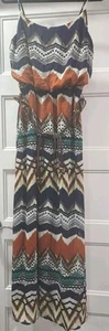 EUC Bisou Bisou Michele Bohbot Womens Maxi Dress Spaghetti Strap Bohemian -12 - Picture 1 of 7