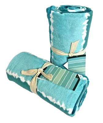 Juego de 2 toallas de playa POTTERY BARN TEEN a rayas tie dye verde azulado nuevas con etiquetas pb teen Foto 1 de 4