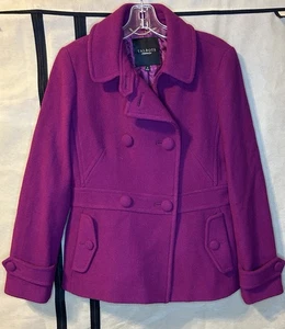 Talbots Pea Coat Jacket Magenta Warm  Womens Sz 6 Preppy Business - Picture 1 of 11
