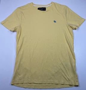 Abercrombie & Fitch Soft Tee Mens Basic T-Shirt Yellow Crew Neck Tee S - Picture 1 of 7