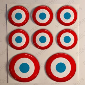 France Air Force Stickers Roundel Cockade 3D Adhesive Flag Resin Domed - Picture 1 of 1