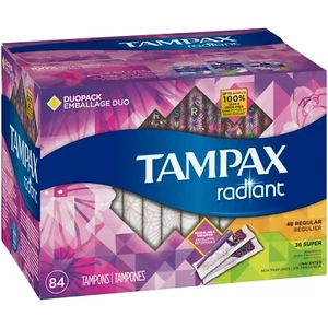 Tampones Radiantes Tampax Paquete Duo Regular/Súper Absorbencia 84 ct. - Imagen 1 de 1