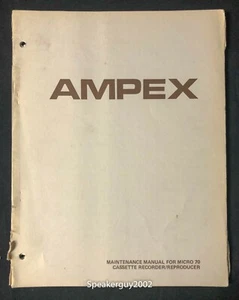Original Ampex / Micro 70 Cassette Recorder / Maintenance Manual - Picture 1 of 1