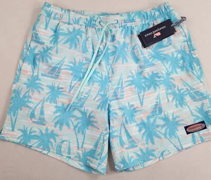 Vineyard Vines swim trunks shorts M Medium blue white pockets palms $98 mens - Picture 1 of 15