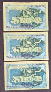 Deutschland Banknote 5 Mark 1904 Dragon UNC , konsekutive Seriennummer ! - Bild 1 von 6