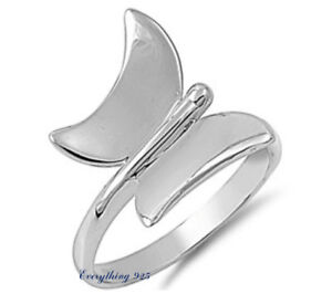 925 Sterling Silver 16MM PRETTY BUTTERFLY BAND DESIGN SILVER RING SIZE 4 to 11*