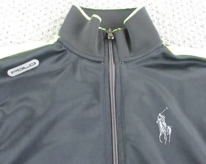 Polo Ralph Lauren Track Jacket Boys Large L Dark Gray Neon Trim Pockets Youth * - Picture 1 of 18