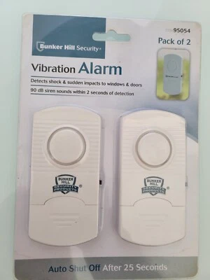 2 Pack Bunker Hill Security Vibration Window and Door Alarm Siren, Model 95054 - Image 1 of 4