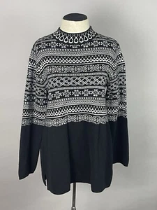NorthStyle Womens Sweater Fair Isle Black White Pullover M Cottage Cozy Cabin - Picture 1 of 5