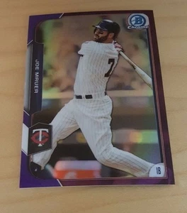 2015 Bowman Chrome 52 Joe Mauer Purple Refractor #045/250 Twins - Picture 1 of 2