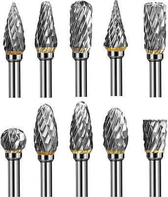 Tungsten Carbide Rotary Burr Bit Set 1/8" Cutting Carving Burrs for Dremel Tool - Image 1 of 4