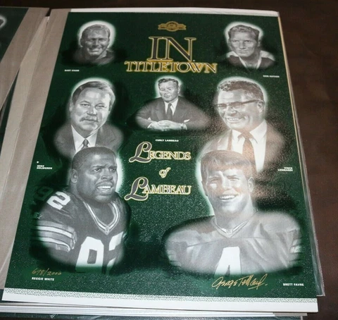 Green Bay Packers Legends of Lambeau artist signed 18x24 poster George Pollard Cover