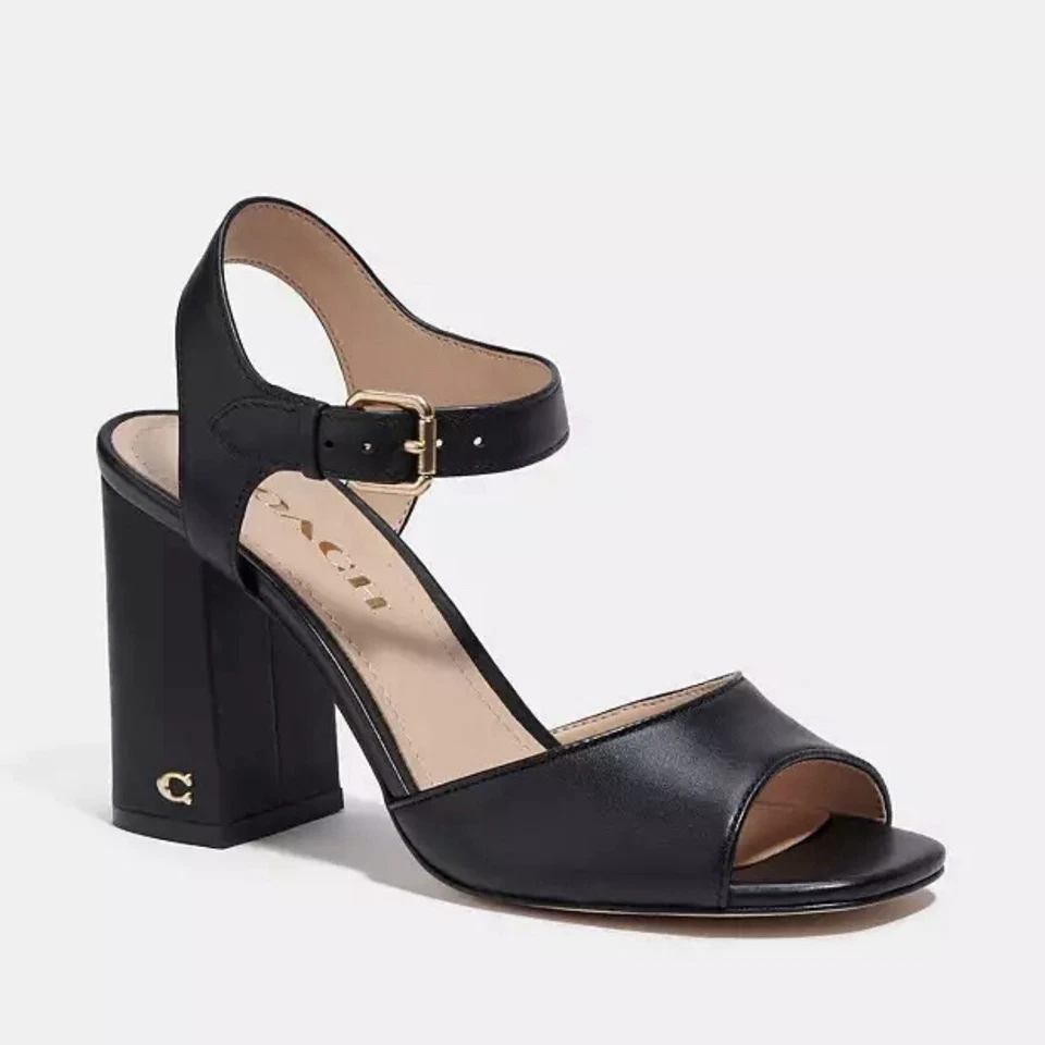 Coach Women’s Marla Leather Sandal Size 10B Color Black CC806