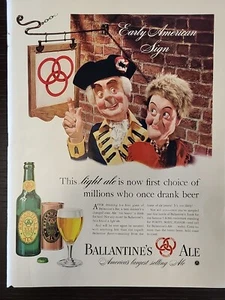 1941 Ballantine's Ale Stampa Pubblicità Birra Early American Patriots 3 anelli LIFE - Foto 1 di 2