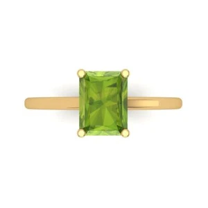 2 cttw Solitaire Natural Peridot Engagement Ring - 14K Solid Gold (Yellow Gold) - Picture 1 of 11