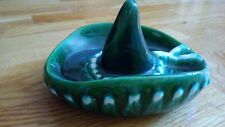 CHAPEAU SOMBRERO  18cm Céramique - objet de vitrine - glaçure verte - signé "m"