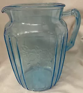Mayfair Blue Pitcher 8.5" 80 oz Hocking Glass Company - Picture 1 of 2