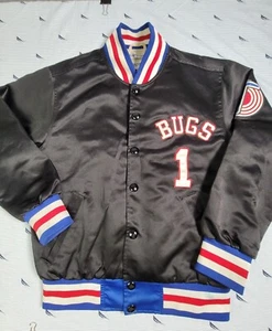 Vintage Headgear Classics 1996 Space Jam Bugs Bunny Satin Bomber Jacket Sz Small - Picture 1 of 6