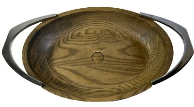 Tigela de servir madeira Nambe com alças cromadas por Michael Altomari MCM Design - Imagem 1 de 4