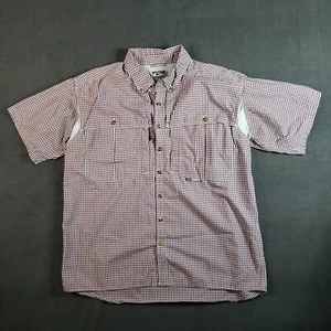 Drake Waterfowl Systems Shirt Men’s Large Red Plaid Button Up Vented Fishing - Picture 1 of 12