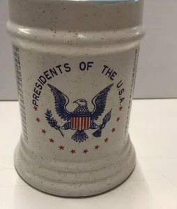 STONEWARE MUG USA PRESIDENTS VINTAGE 1966 COFFEE CUP JAPAN - LBJ RARE - Picture 1 of 9
