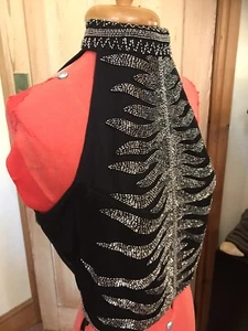 STUNNING BLACK BEADED CROPPED TOP 10 MISS SELFRIDGE EMBELLISHED ZIP CLUB EVENING - Picture 1 of 12