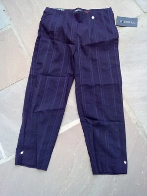 Robell Marie seersucker cotton trousers-crops Navy 8,10,12,14,16,18,20,22,24BNWT
