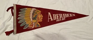 Vintage Aberdeen Washington Souvenir Felt Pennant Banner Native American - Picture 1 of 1