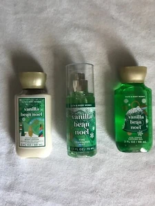 BATH & BODY WORKS VANILLA BEAN NOEL 3 PC TRAVEL SET:  MIST, LOTION, SHOWER GEL - Picture 1 of 2