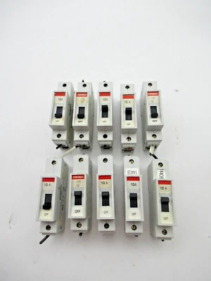 Lot of 10 Entrelec ABB GMU 10U 1-Pole Circuit Breaker 10A, 240VAC- USED - Image 1 of 3