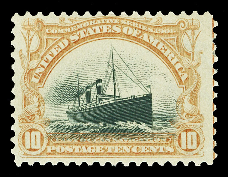 Scott 299 1901 10c Pan-American Issue Mint F-VF OG H Cat $110 - Image 1 of 1