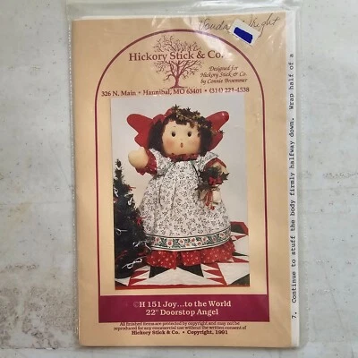 Vtg Country 22" Doorstop Angel Pattern Hickory Stick & Co Joy To The World 1991 - Image 1 of 4