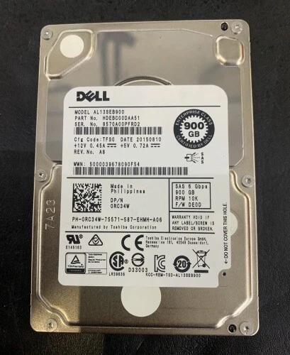   Dell 900 GB SAS 2,5" Festplatte 6Gbps RPM 10K 64MB Cache AL13SEB900  - Bild 1 von 1