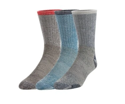 Omni Wool Merino Wool Mens Womens Hiking Crew Socks 3 Pack Large Multi Color