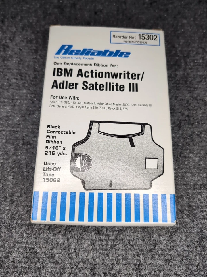 Reliable IBM Actionwriter/ Adler Satellite III Black Correctable Film Ribbon - Image 1 of 3