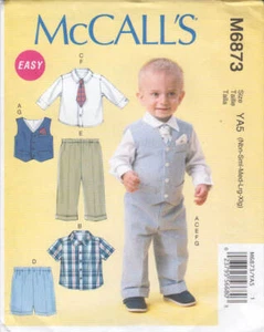 Sewing Pattern McCall's 6873 Baby Boy Vest Shirts Shorts Pants Tie Pocket Square - Picture 1 of 1