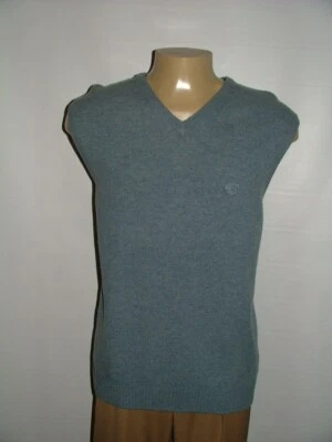 NEW WT MAINE GOLF V-NECK VEST SIZE L 100% LAMBS WOOL BLUE SOLID #230 - Image 1 of 4