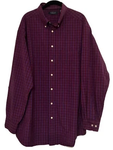 Camisa Roundtree & Yorke Trademark para hombre 2XT 100 % algodón estampado a cuadros con botones - Imagen 1 de 6