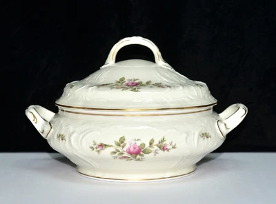 Rosenthal Clásico Rosa Sanssouci SERVIR TAZÓN DE VERDURAS Y TAPA Marfil Floral ¡Como Nuevo! Foto 1 de 4