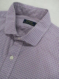 Ralph Lauren Men's 17.5 44 Long Sleeve Button Down Collared Shirt Plaid Purple - Picture 1 of 11