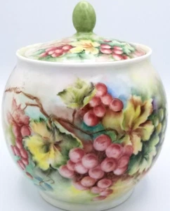Hand Painted Artist Signed Biscuit/Cookie Jar & lid Enameled H Somers Studio - Picture 1 of 12