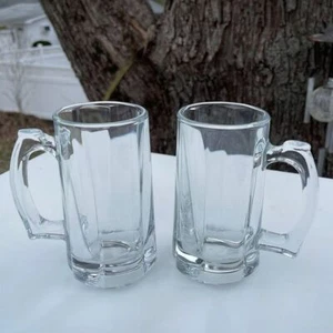 Set Of Two Heavy Duty Beer Clear Glass Mug - Picture 1 of 9