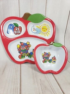 Platos infantiles melamina vintage plato tazón alfabeto payaso EE. UU. set de atención médica manzana - Imagen 1 de 4